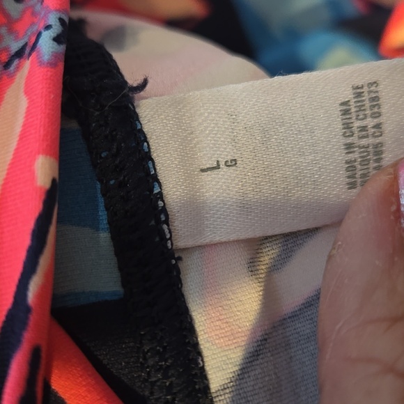 Aerie Silky-Smooth Pink and Blue Sunflower High-Waisted Capris - Picture 6 of 7